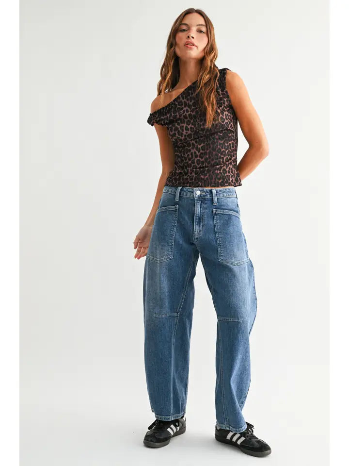 Ada Patch Pocket Barrel Jeans