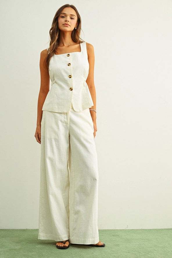 Wide Leg Linen Trousers