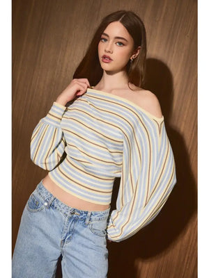 Benna Striped dolman sweater top