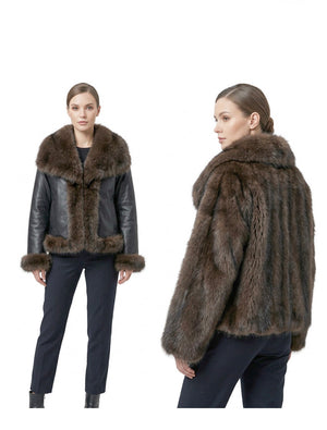 REVERSIBLE faux leather / fur jacket