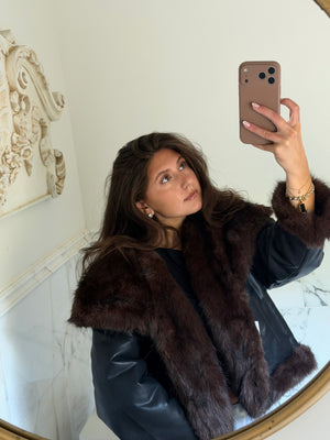 REVERSIBLE faux leather / fur jacket