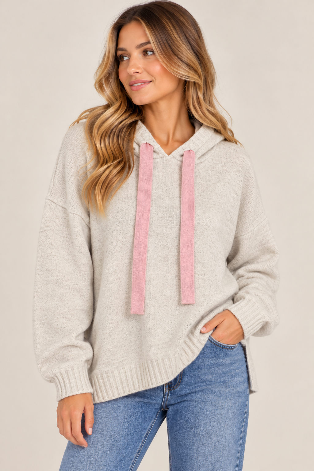 Abbra Pink tie sweater