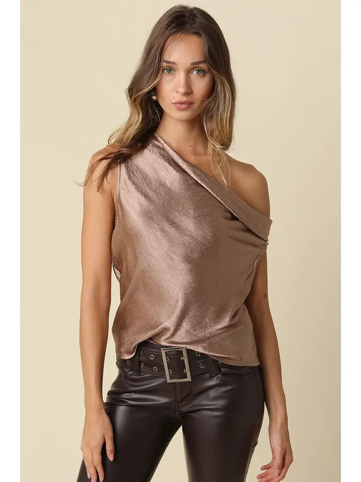 Diana satin one shoulder top