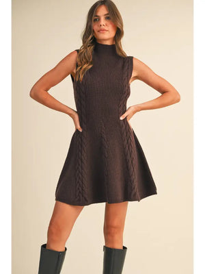 Cable Knit Flare Mini Dress