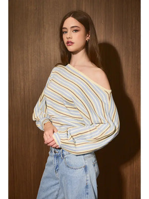 Benna Striped dolman sweater top