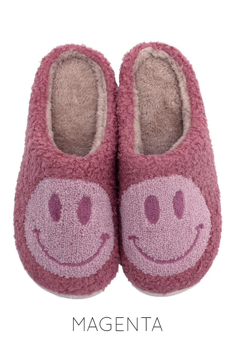 Magenta Smiley Slippers